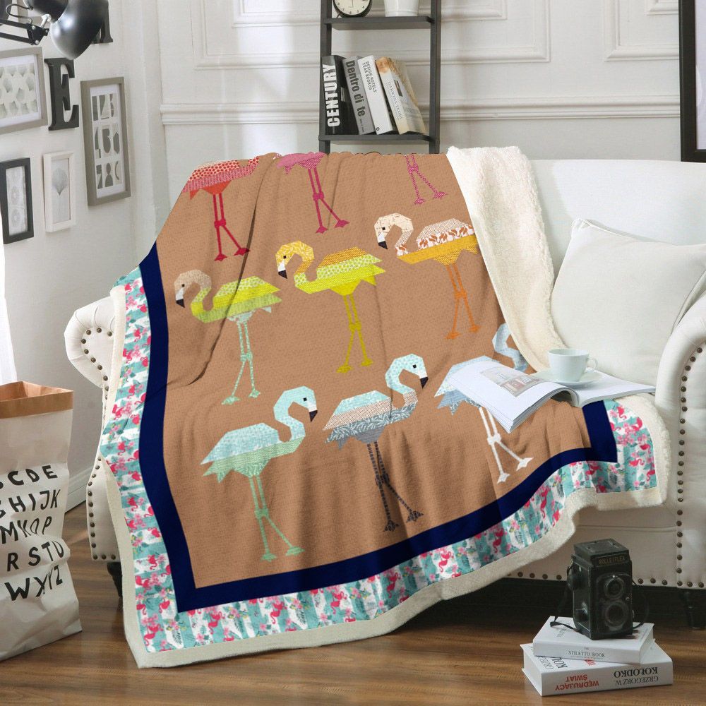 Flamingo Sherpa Fleece Blanket