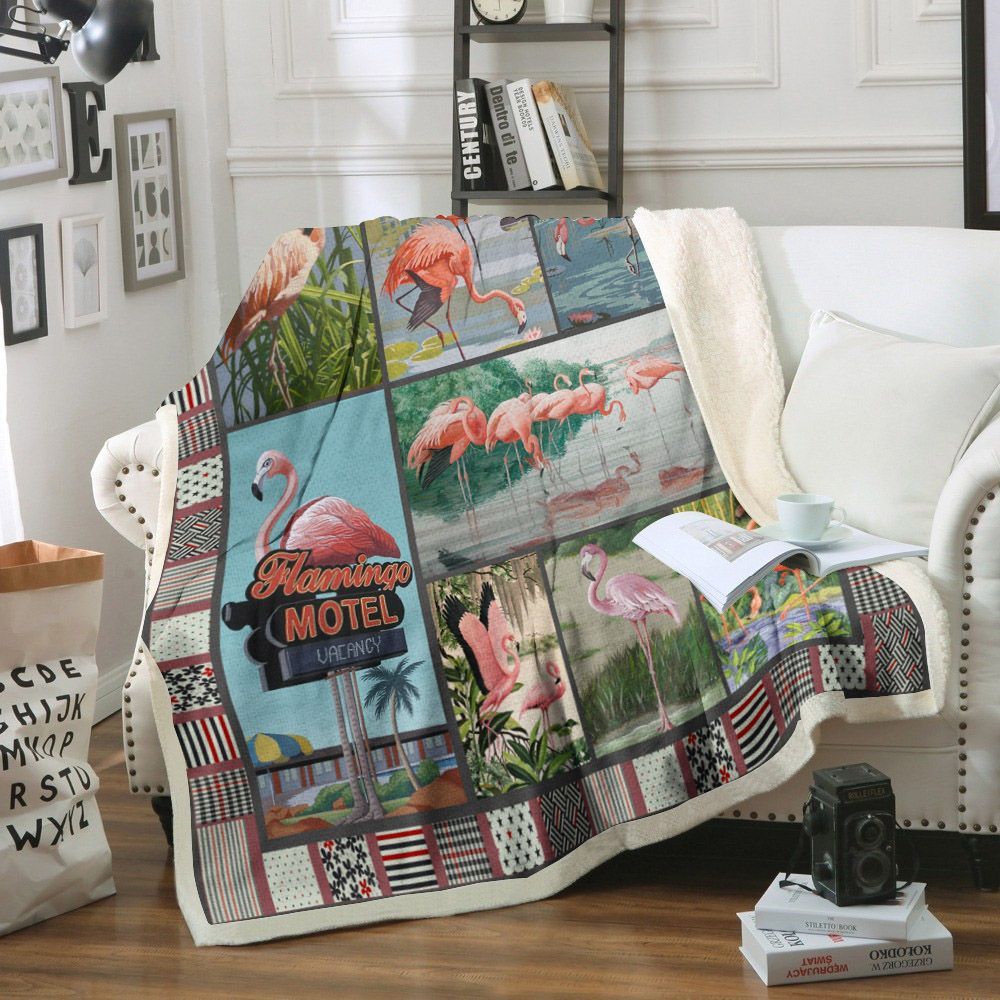 Flamingo Sherpa Fleece Blanket