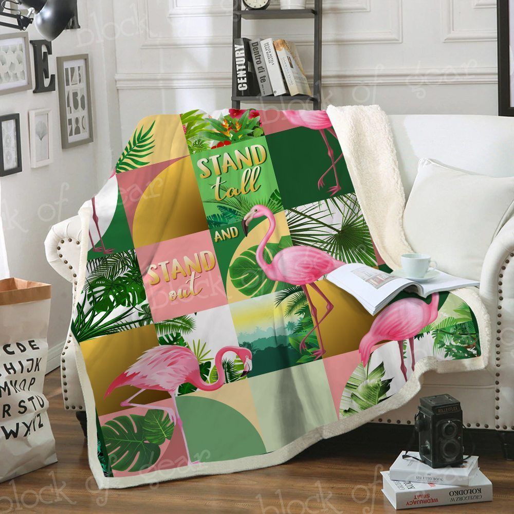 Flamingo Sherpa Fleece Blanket