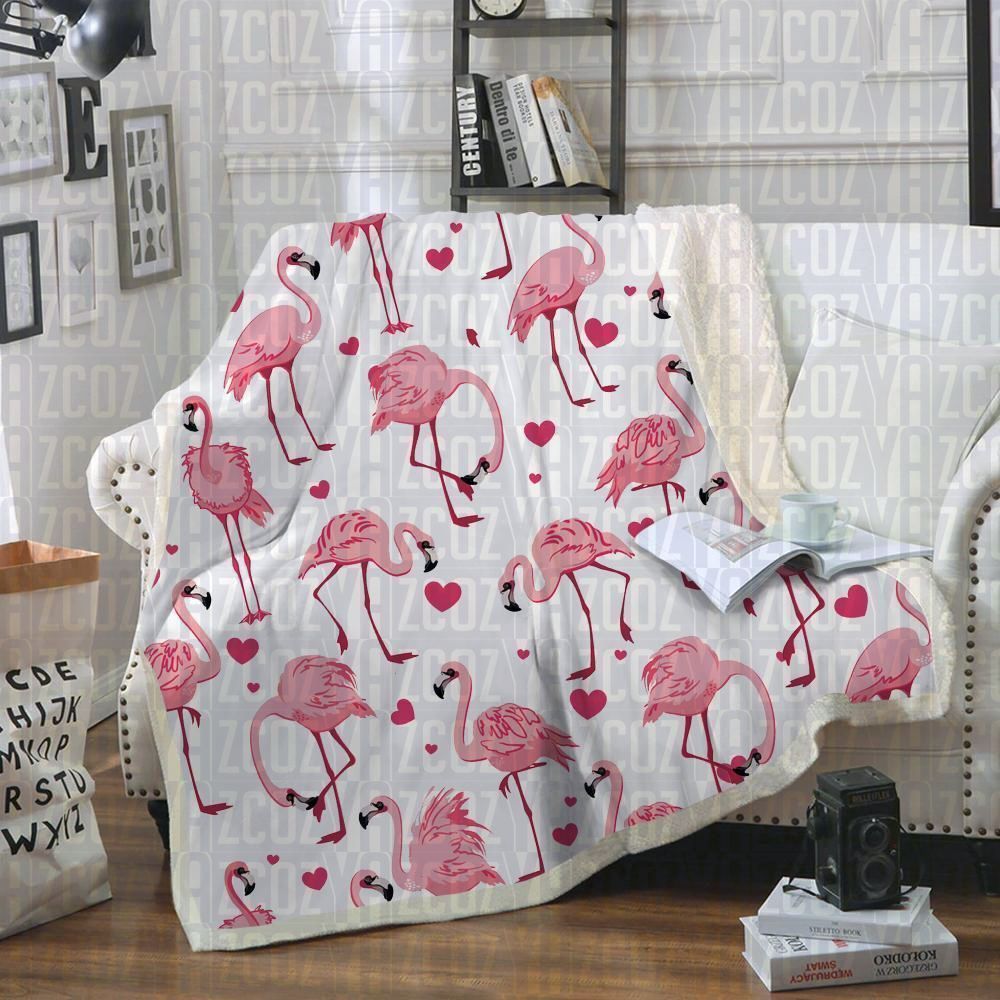 Flamingo Sherpa Fleece Blanket