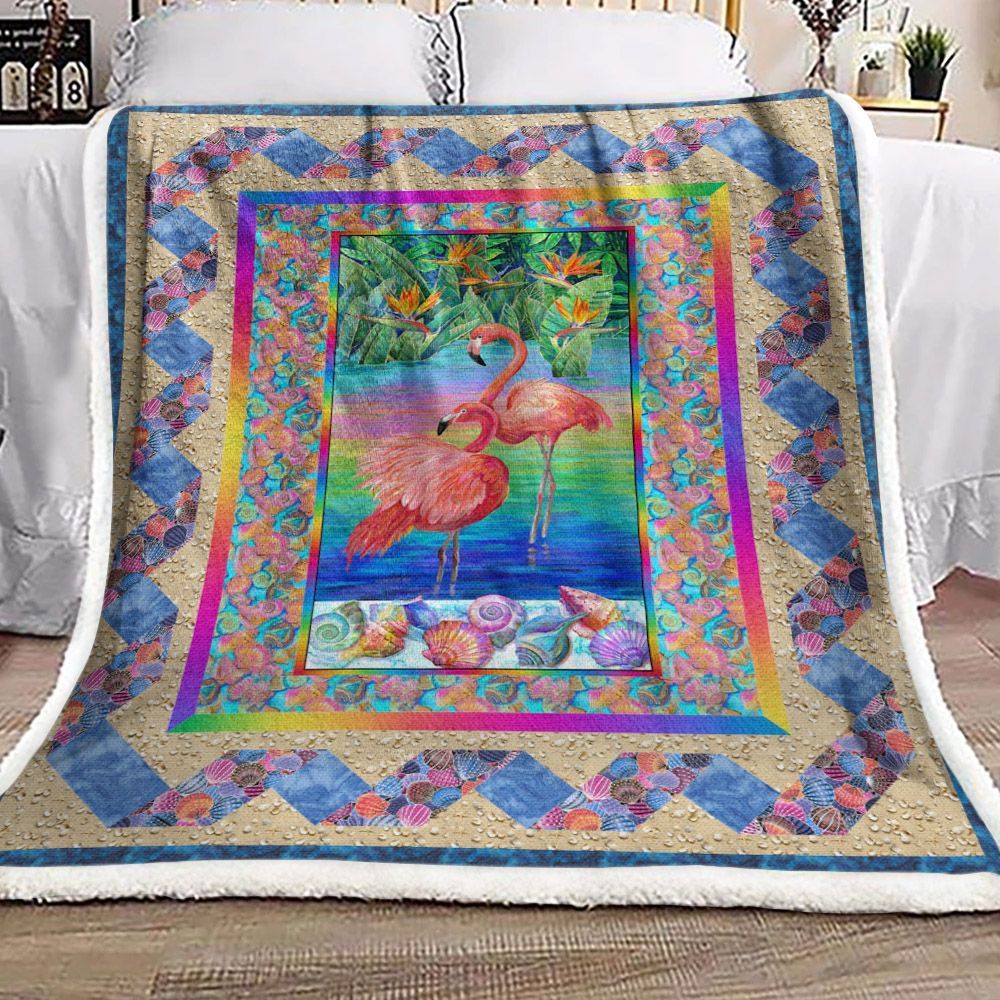 Flamingo Sherpa Fleece Blanket