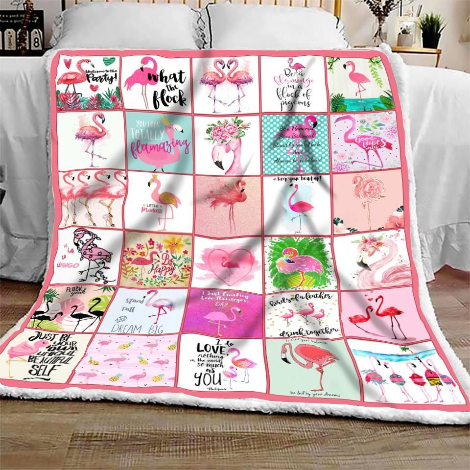 Flamingo Sherpa Fleece Blanket