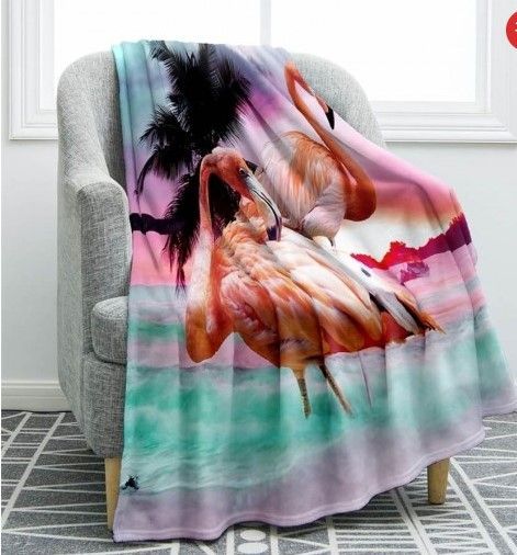 Flamingo Sherpa Fleece Blanket