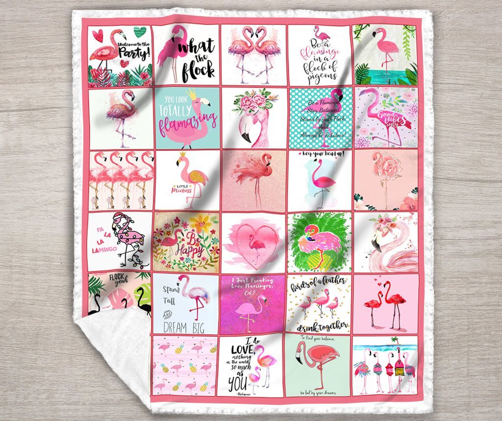 Flamingo Sherpa Fleece Blanket