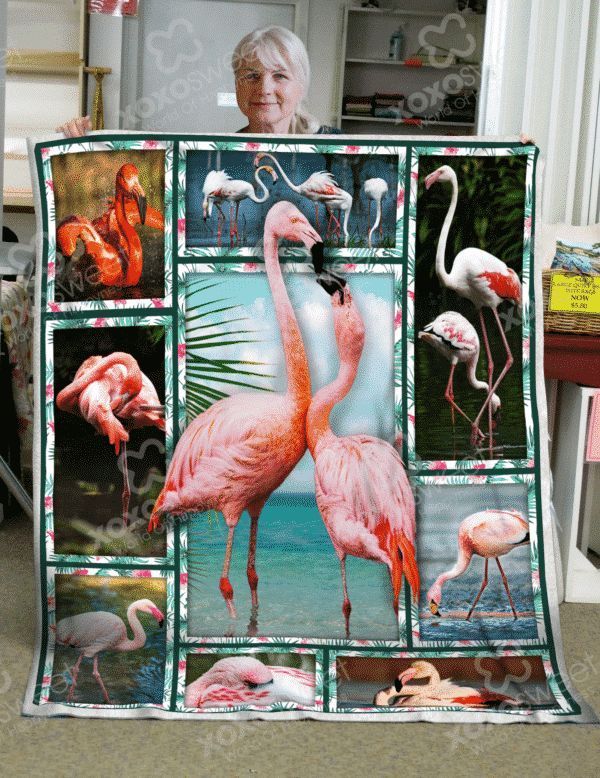 Flamingo Sherpa Fleece Blanket