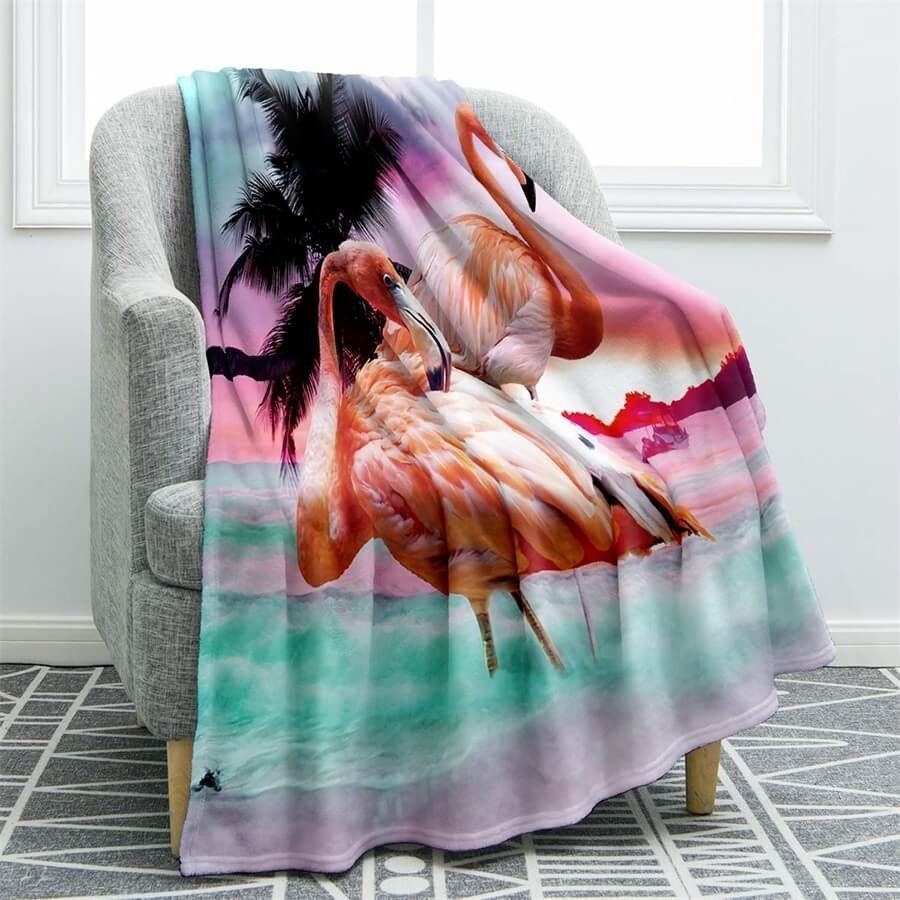 Flamingo Sherpa Fleece Blanket