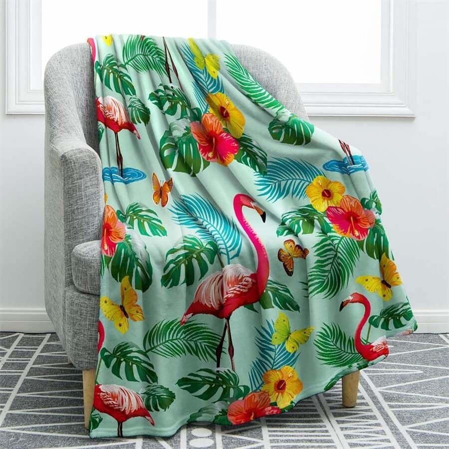 Flamingo Sherpa Fleece Blanket
