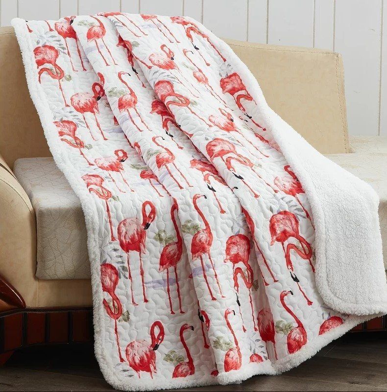 Flamingo Sherpa Fleece Blanket