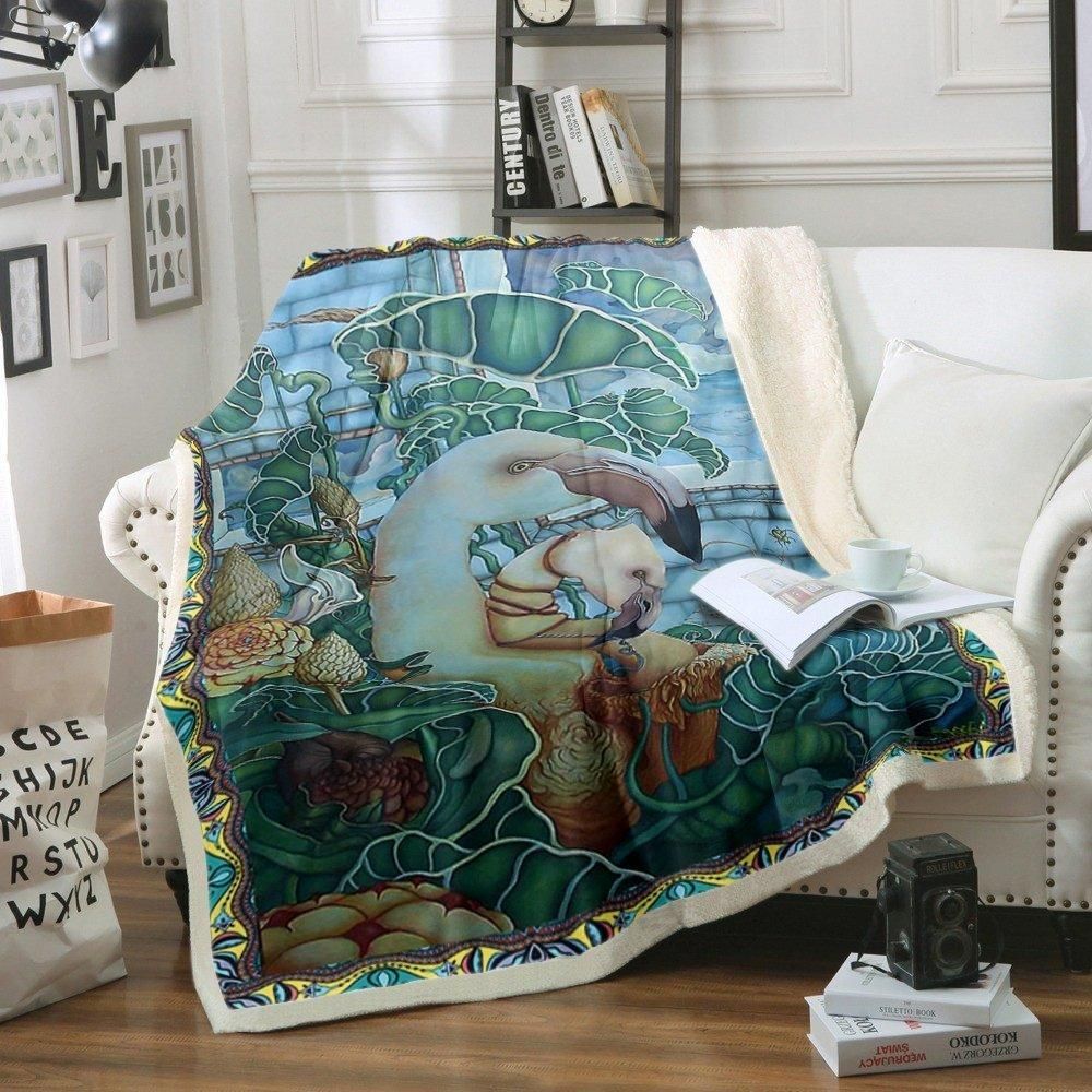 Flamingo Sherpa Fleece Blanket