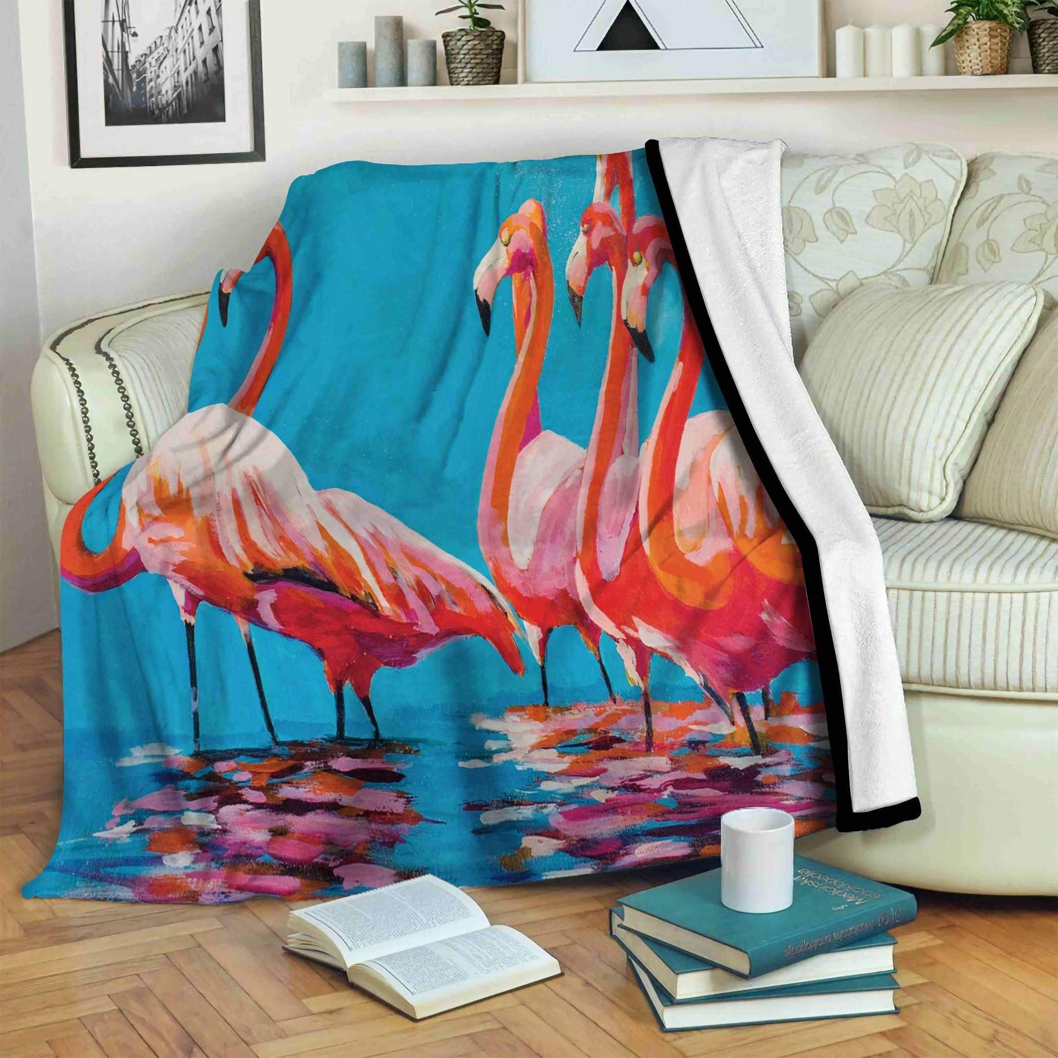 Flamingo Sherpa Fleece Blanket
