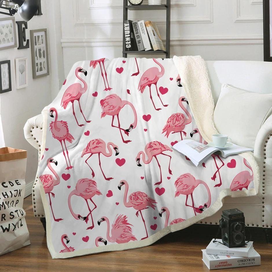 Flamingo Sherpa Fleece Blanket