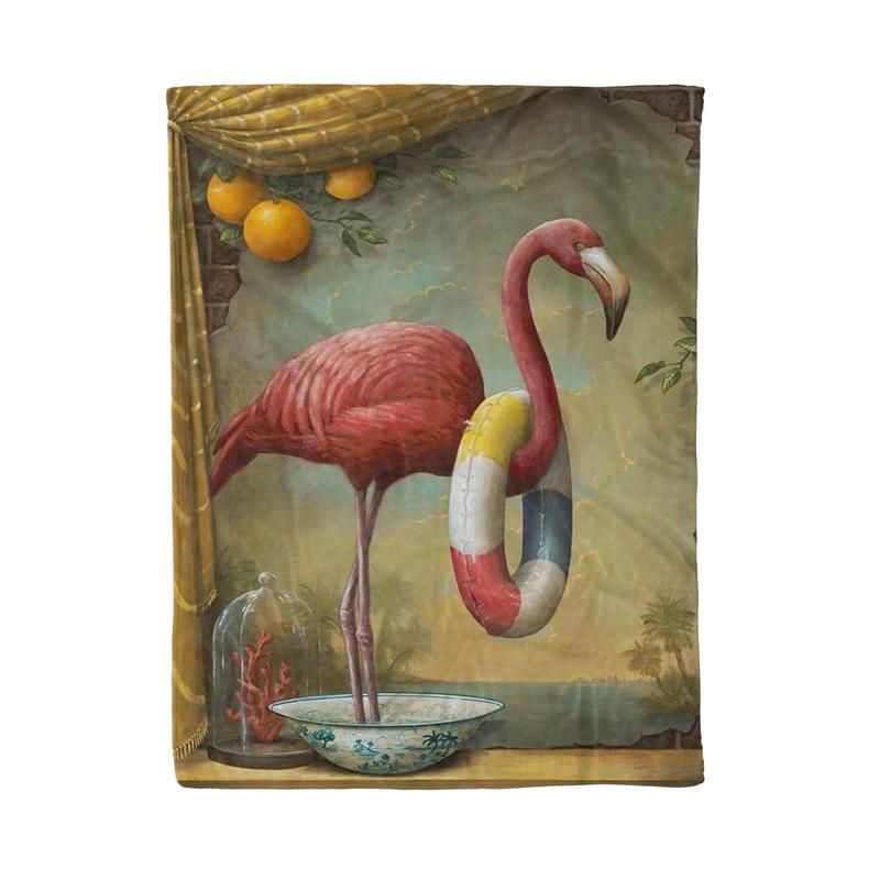 Flamingo Sherpa Fleece Blanket