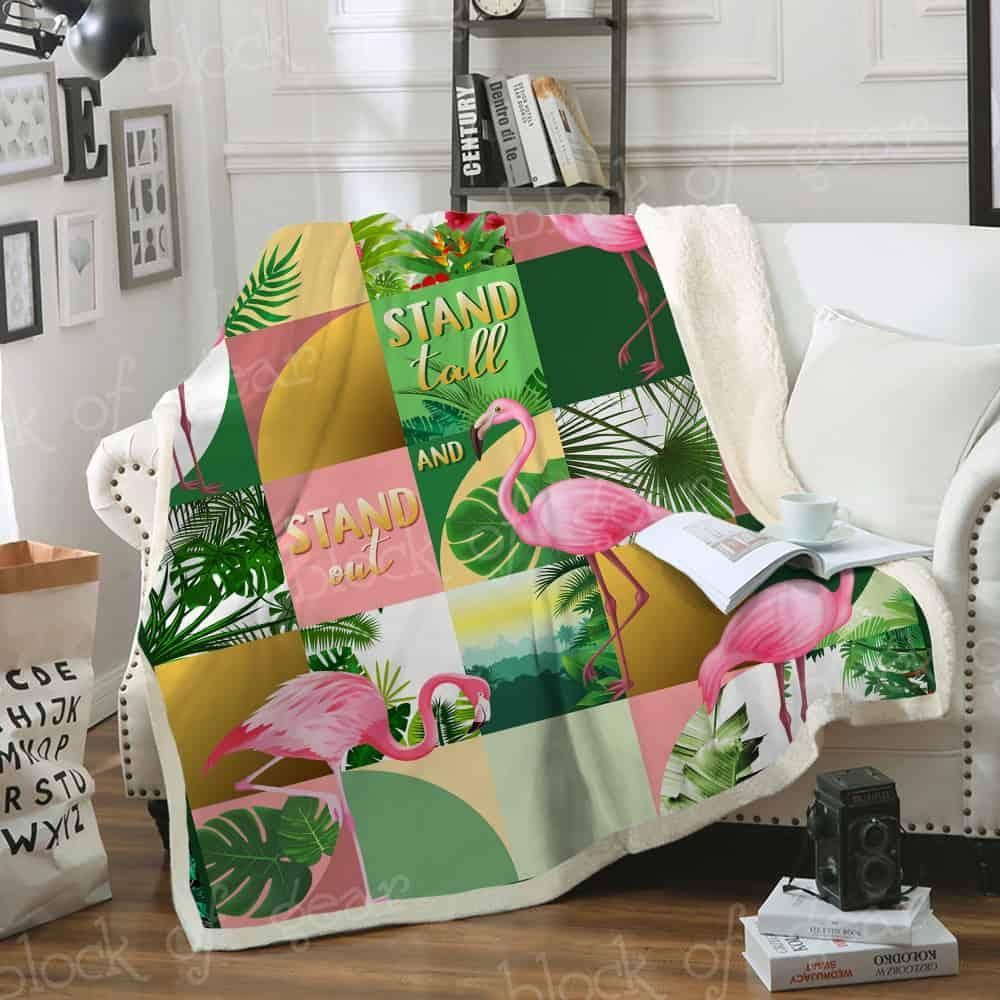 Flamingo Sherpa Fleece Blanket
