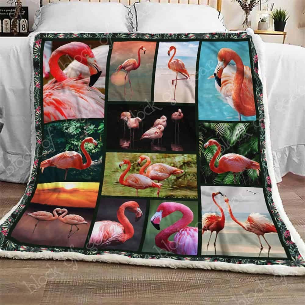 Flamingo Sherpa Fleece Blanket