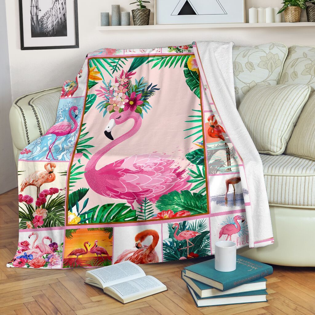 Flamingo Sherpa Fleece Blanket