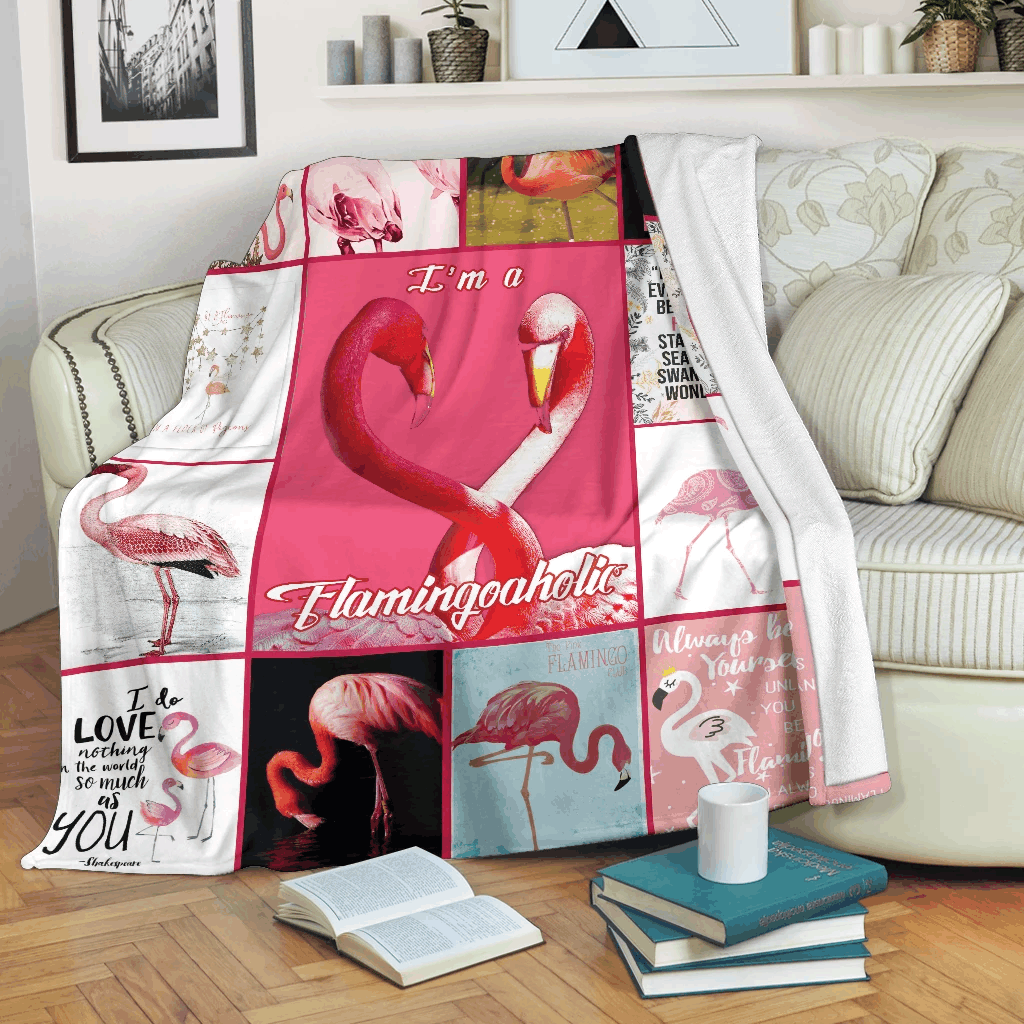 Flamingo Sherpa Fleece Blanket