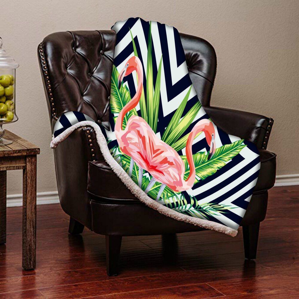Flamingo Sherpa Fleece Blanket