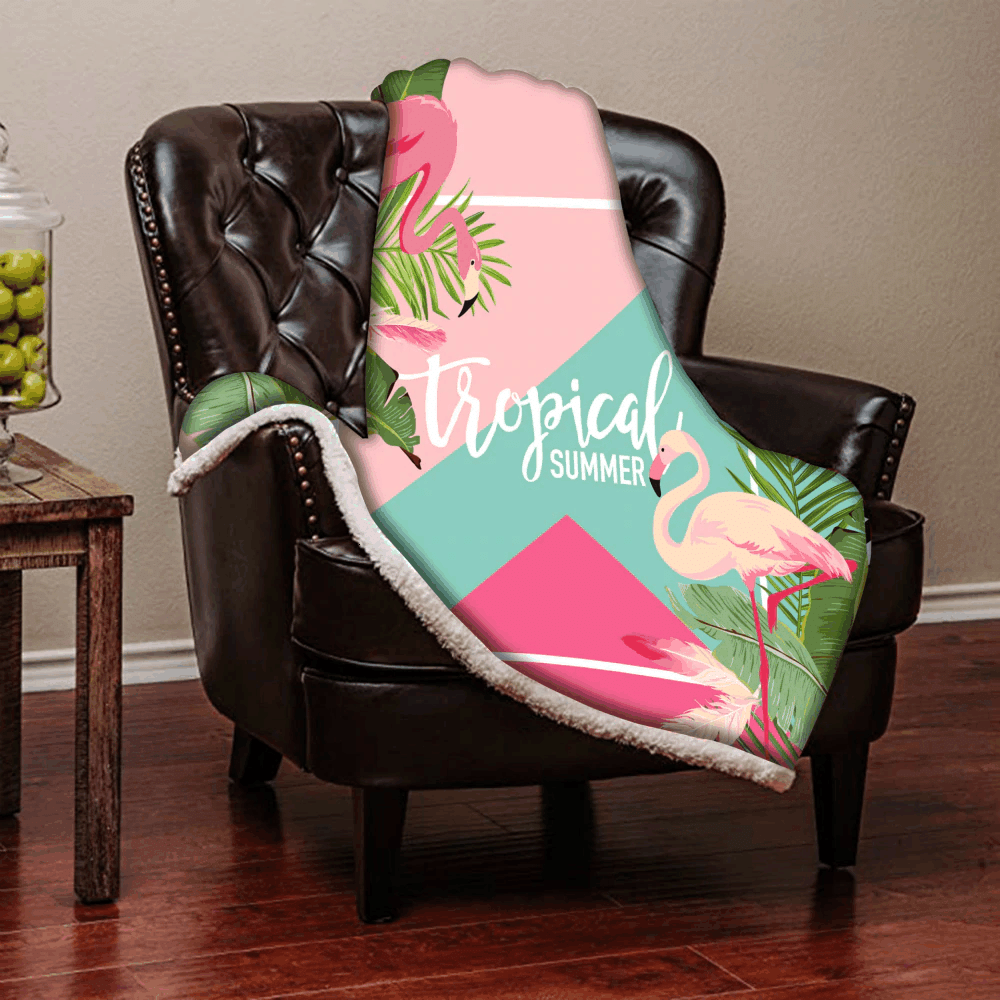 Flamingo Sherpa Fleece Blanket