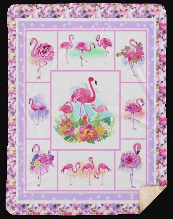 Flamingo Sherpa Fleece Blanket