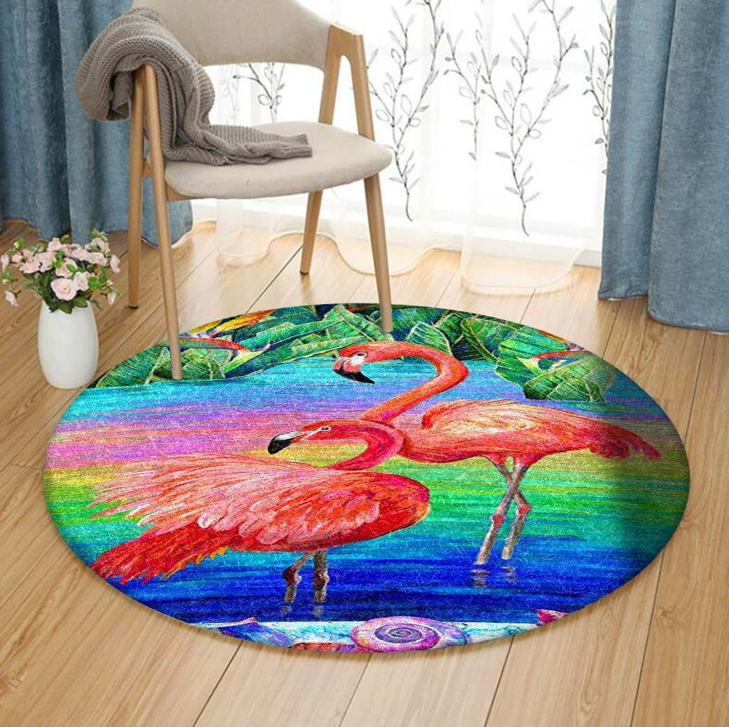 Flamingo Color Round Carpet