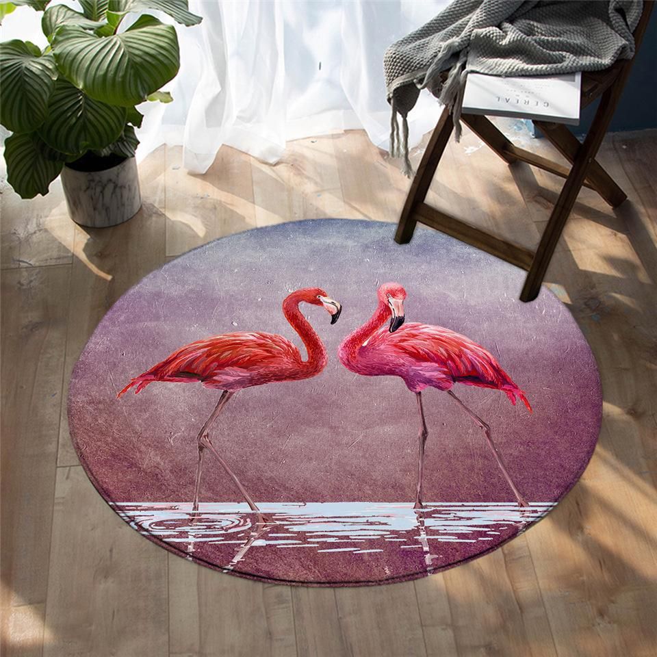 Flamingo Couple Round Carpet