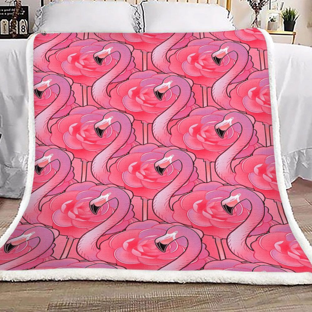 Flamingo Cute Sherpa Fleece Blanket