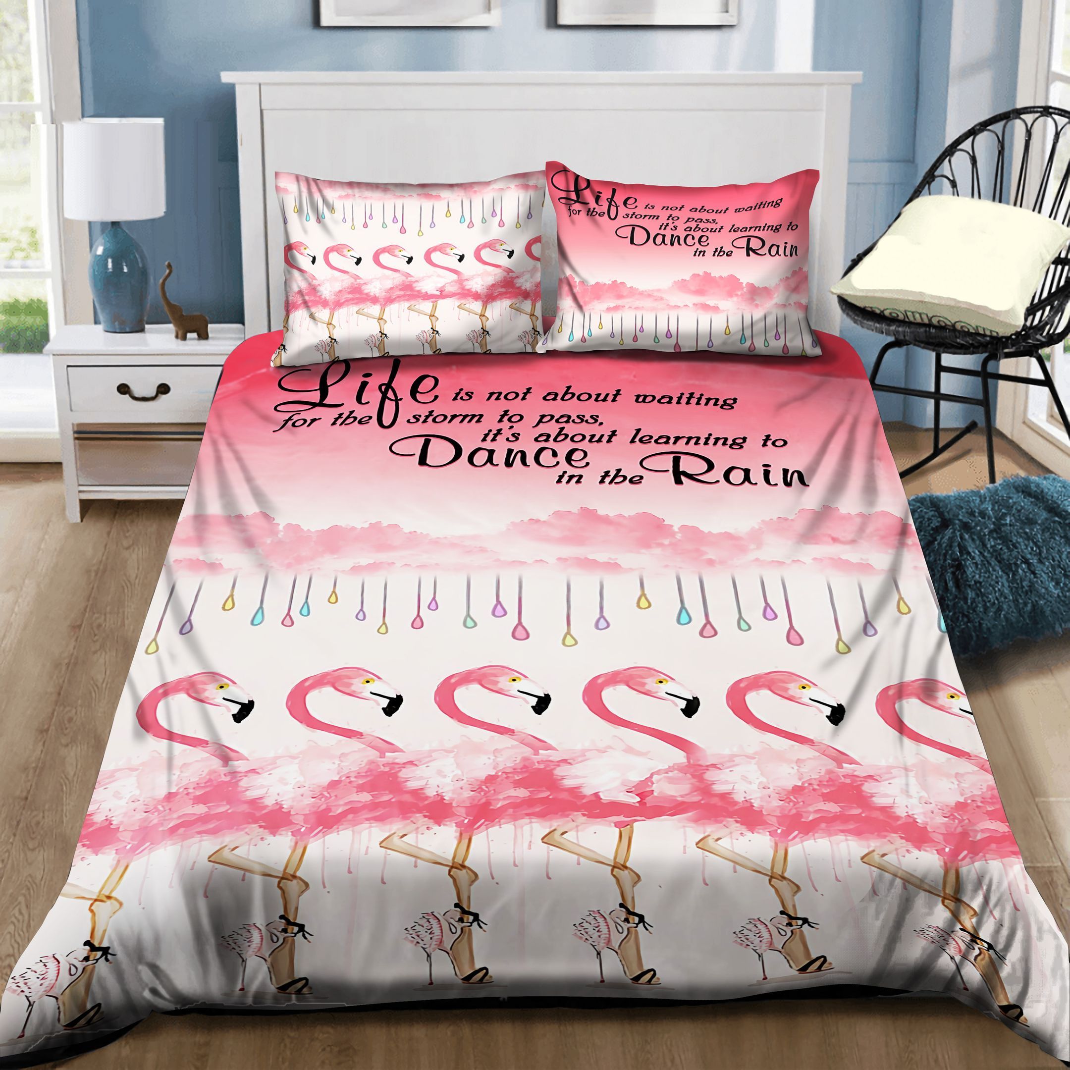 Flamingo Dance In The Rain Bedding Set