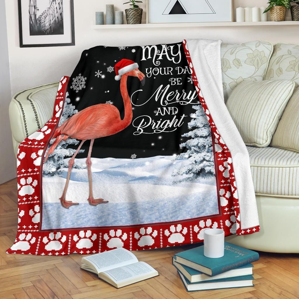 Flamingo Day Christmas Sherpa Fleece Blanket