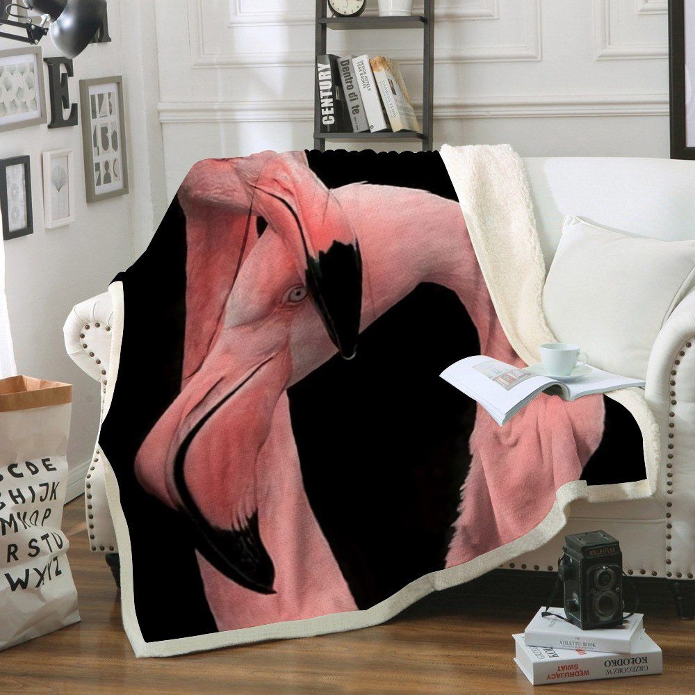 Flamingo Sherpa Fleece Blanket