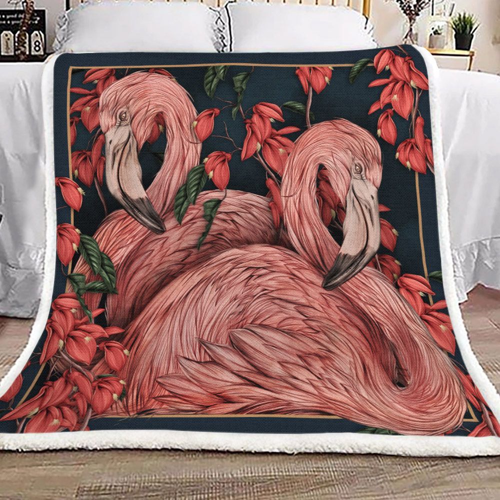 Flamingo Sherpa Fleece Blanket