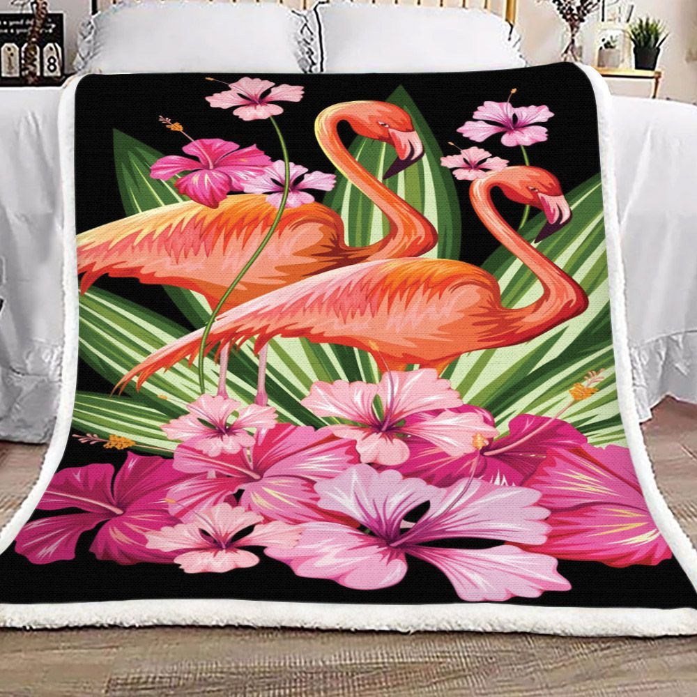 Flamingo Sherpa Fleece Blanket