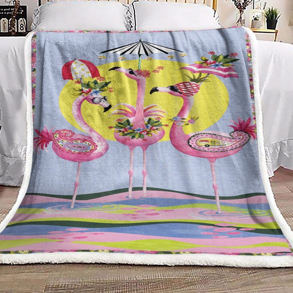 Flamingo Sherpa Fleece Blanket