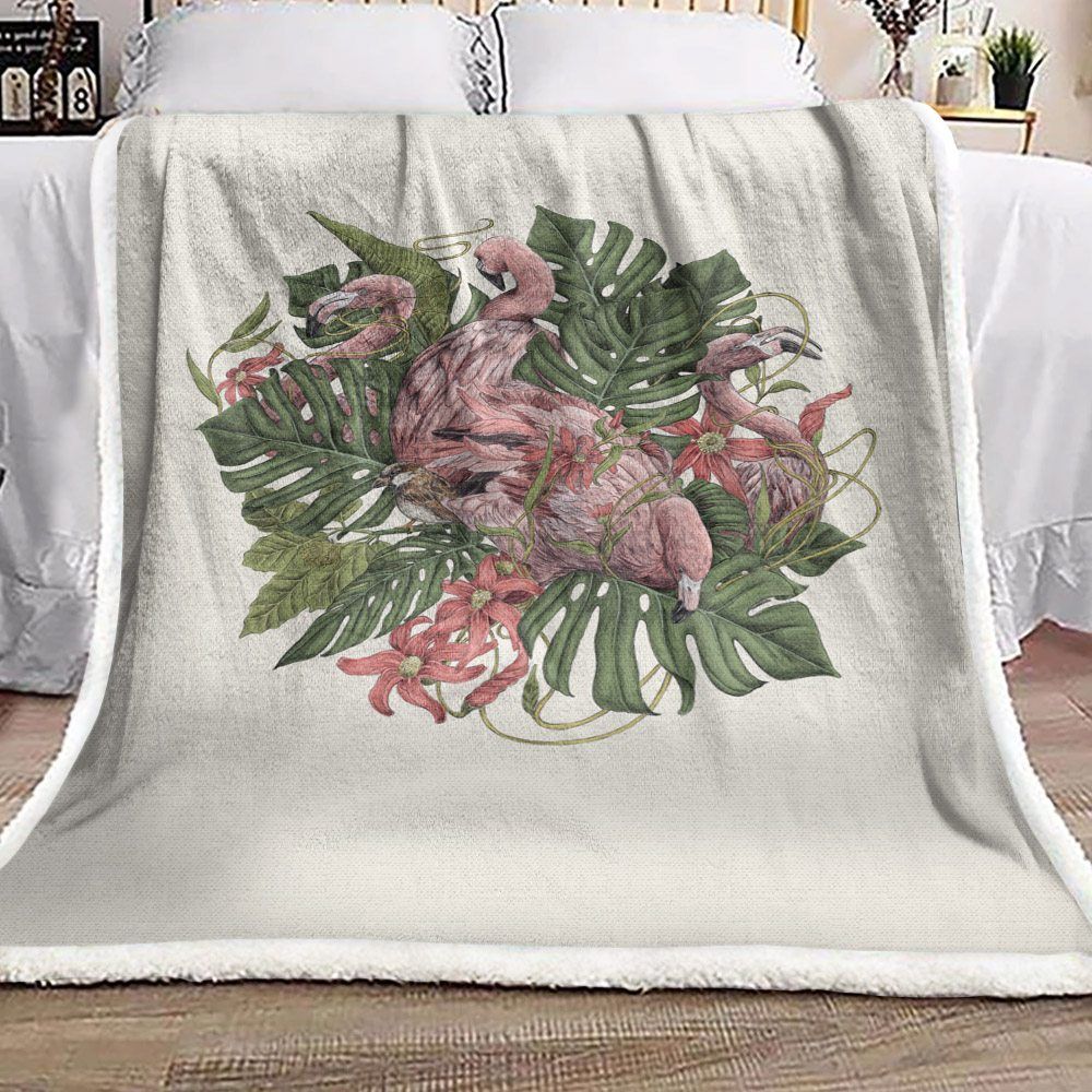 Flamingo Sherpa Fleece Blanket
