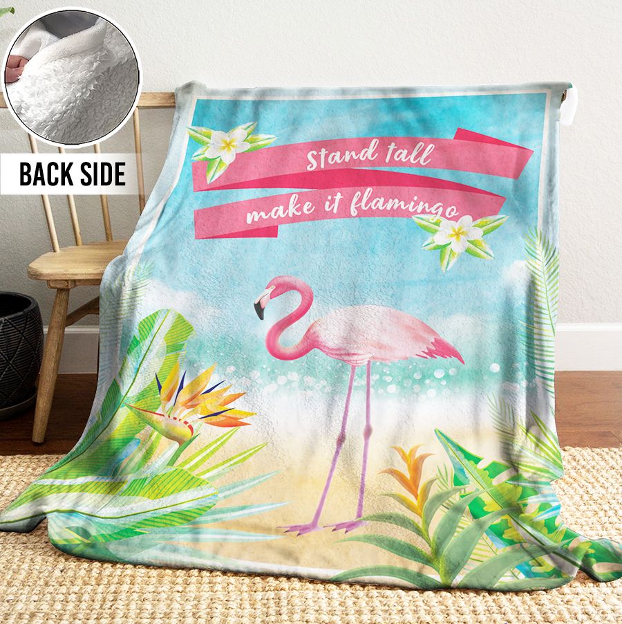 Flamingo Sherpa Fleece Blanket
