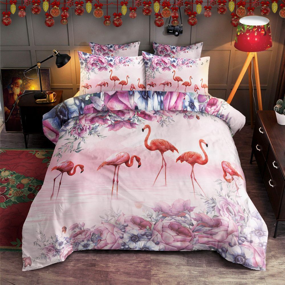 Flamingo Floral Bedding Set
