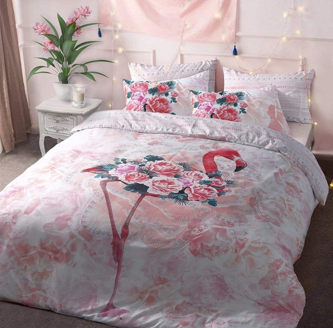 Flamingo Flower Bedding Set