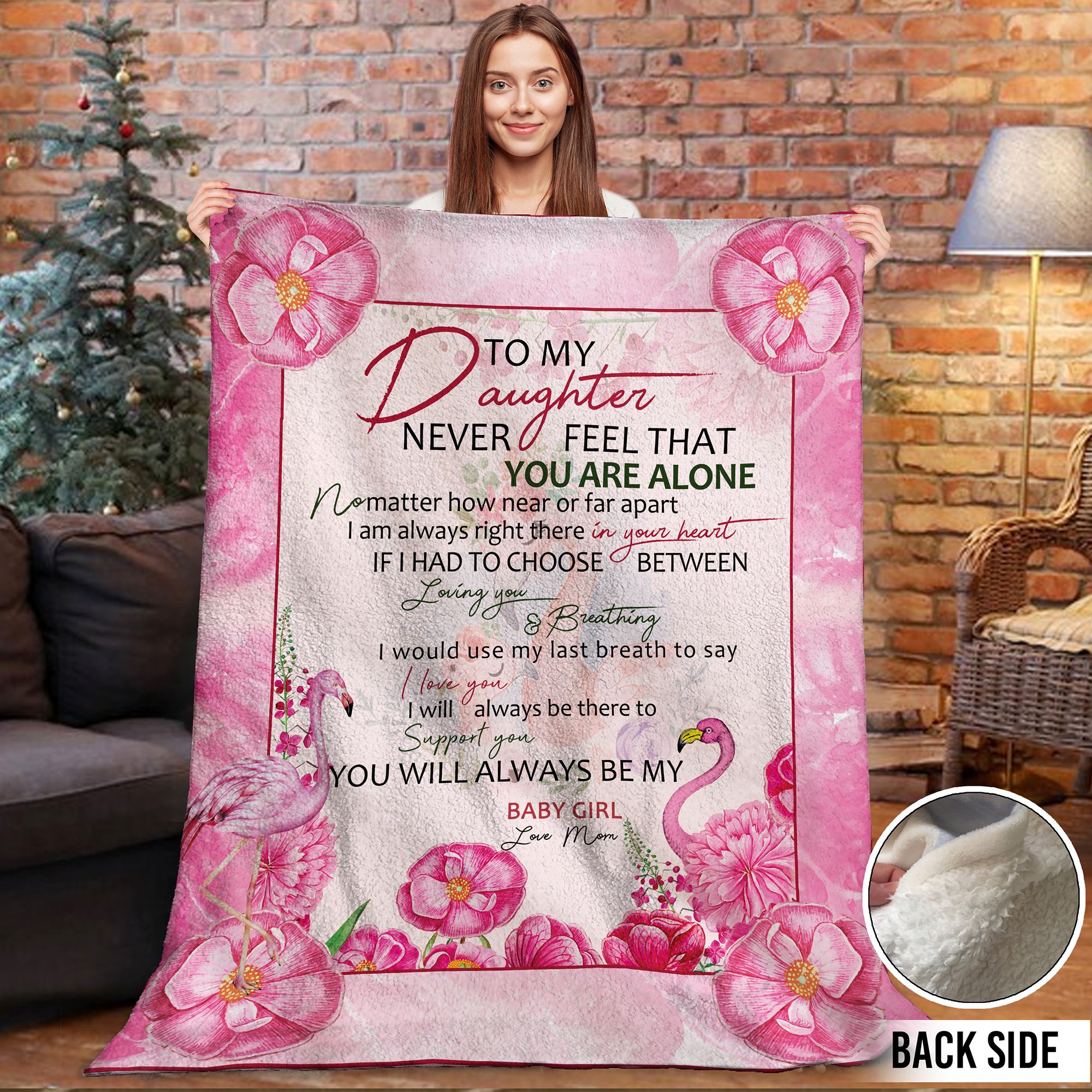 Flamingo Flowers Sherpa Fleece Blanket