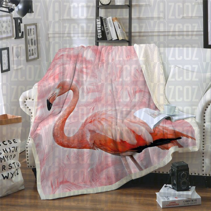 Flamingo Fluff Sherpa Fleece Blanket