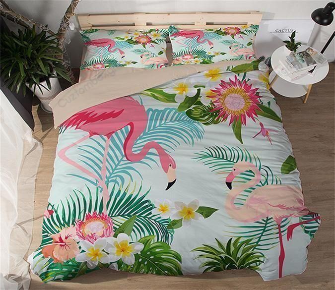 Flamingo Foraging Printed Bedding Set