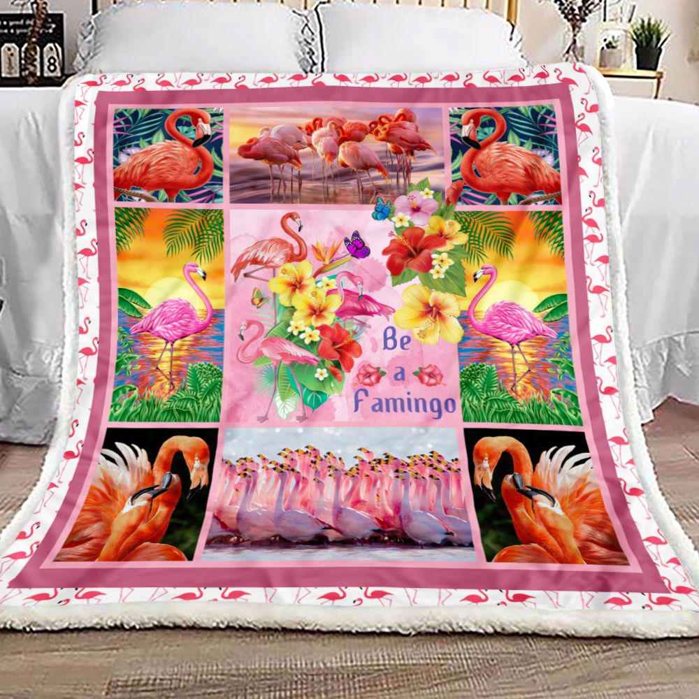 Flamingo Forest Tropical Fleece Blanket