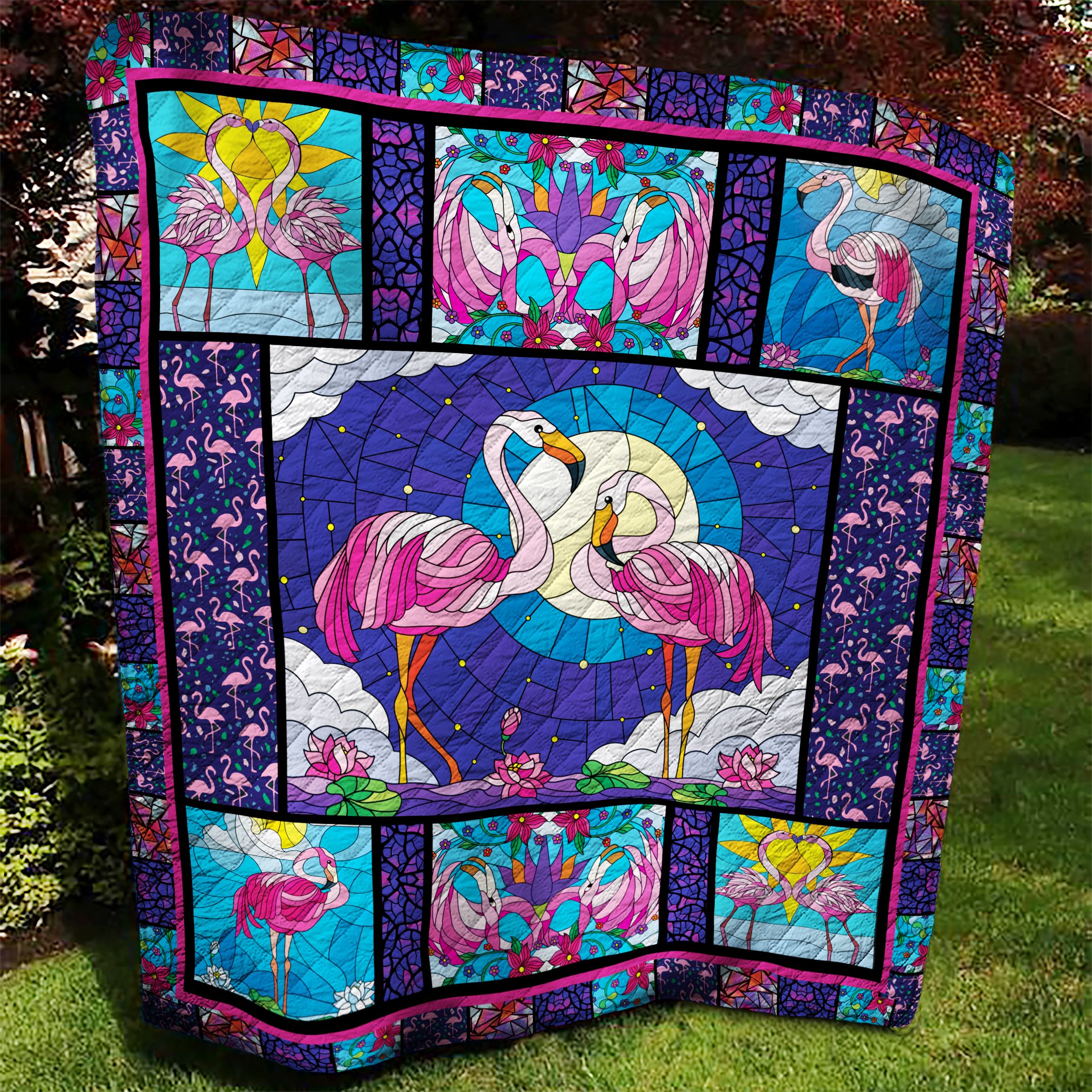 Flamingo Glass AAA170929TA Quilt Blanket