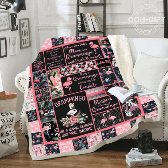 Flamingo Grammingo Sherpa Fleece Blanket