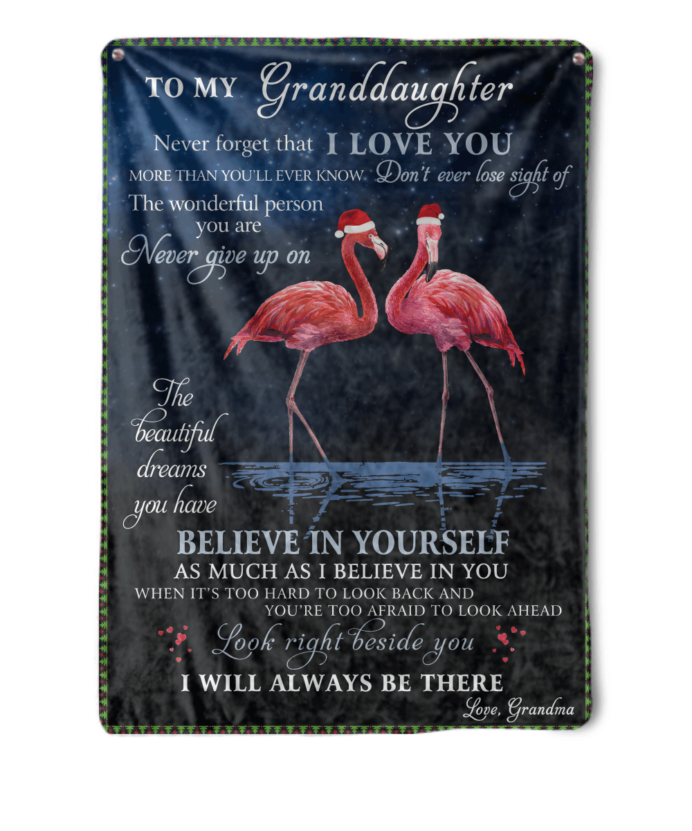 Flamingo Grandma To Granddaughter Sherpa Fleece Blanket