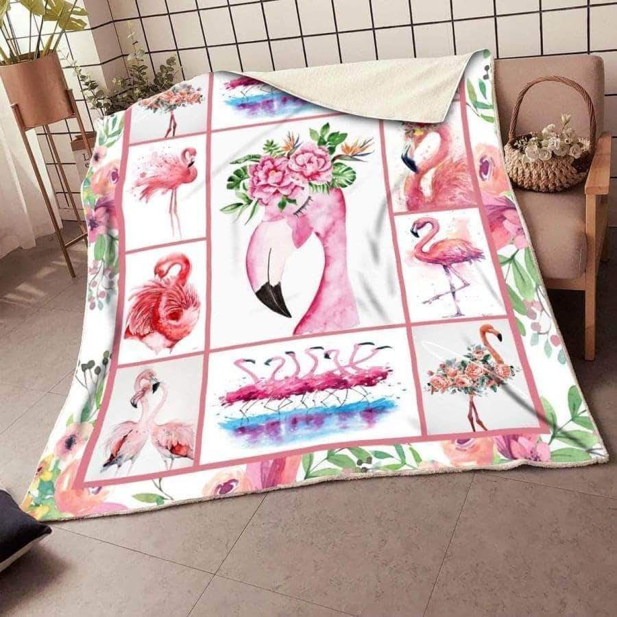 Flamingo Sherpa Fleece Blanket