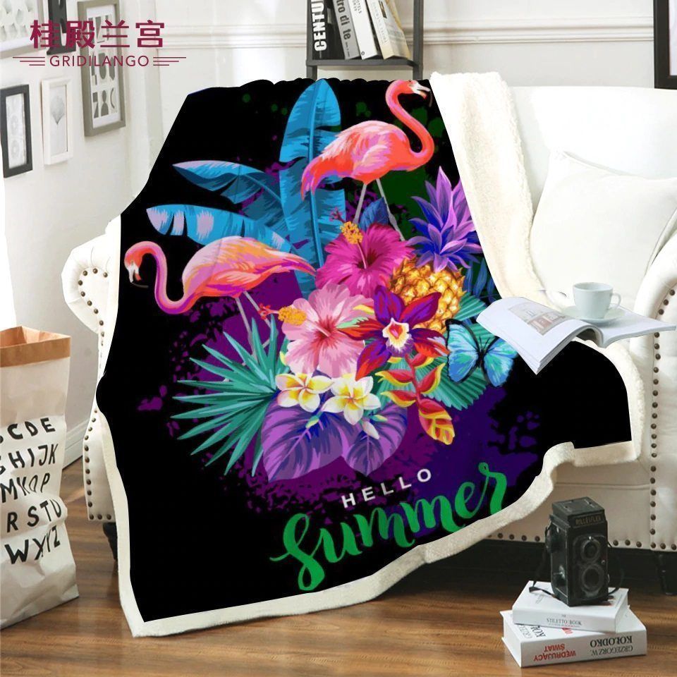 Flamingo Sherpa Fleece Blanket
