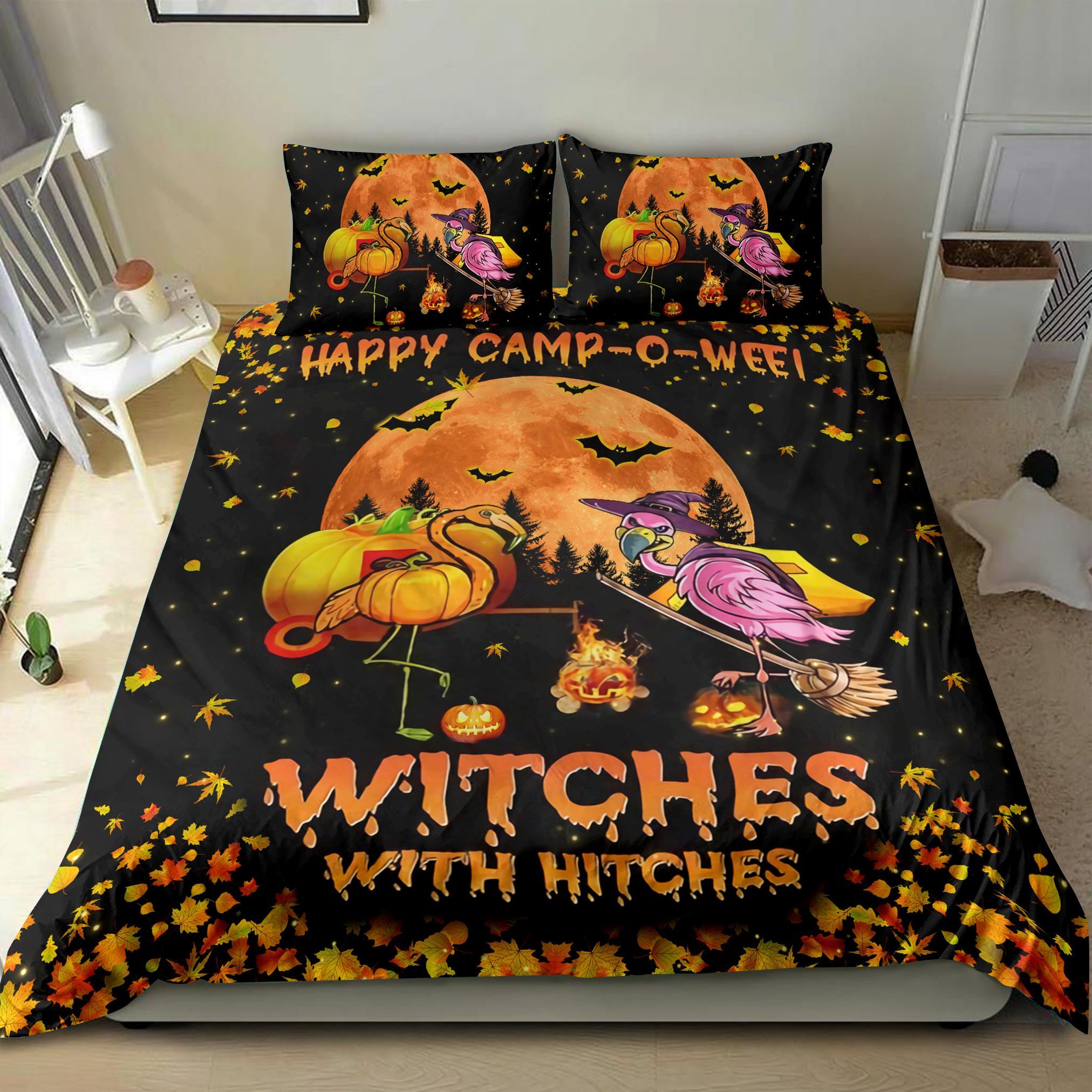 Flamingo Happy Camp O Ween Witches With Hitches Camping Bedding Set