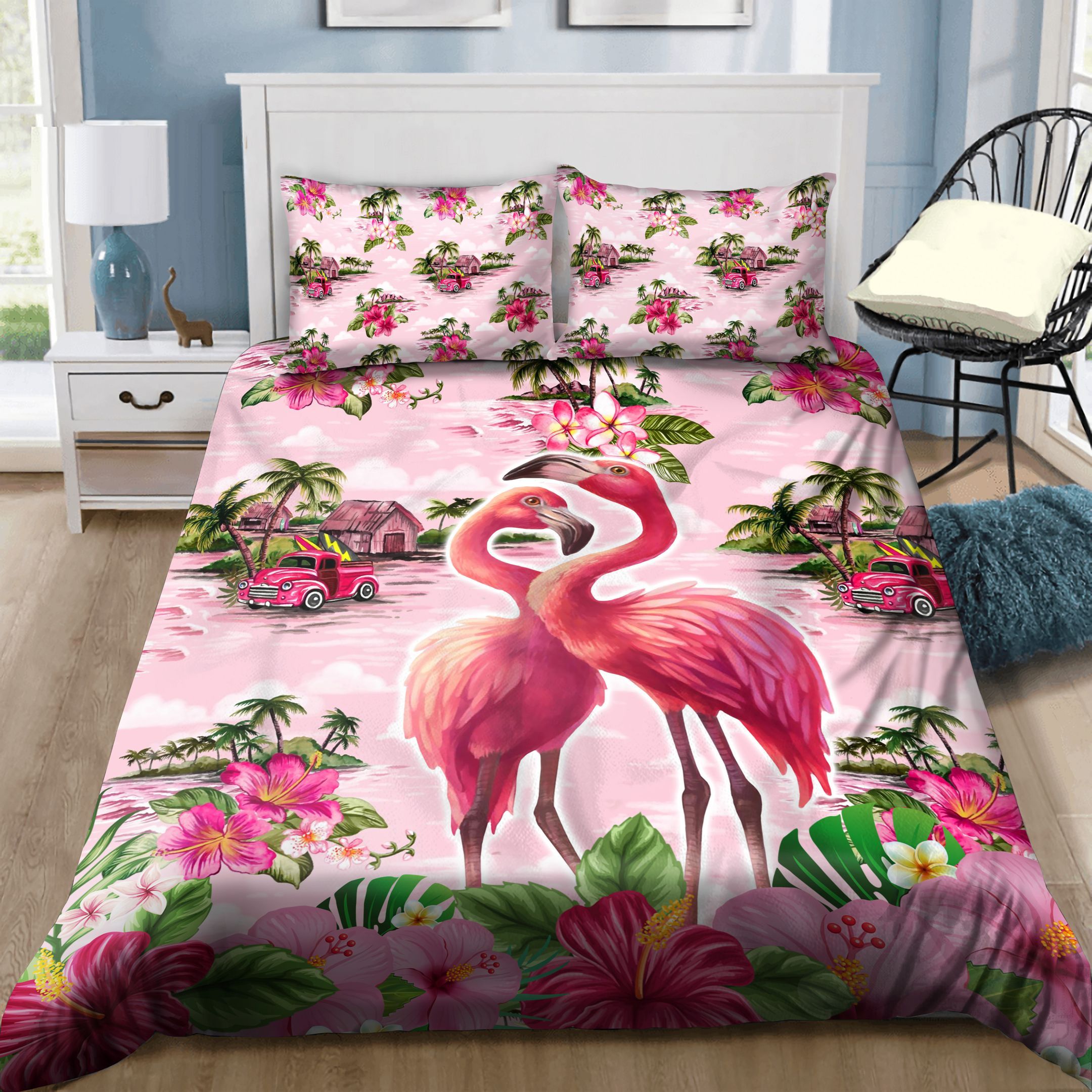 Flamingo Hawaii Bedding Set