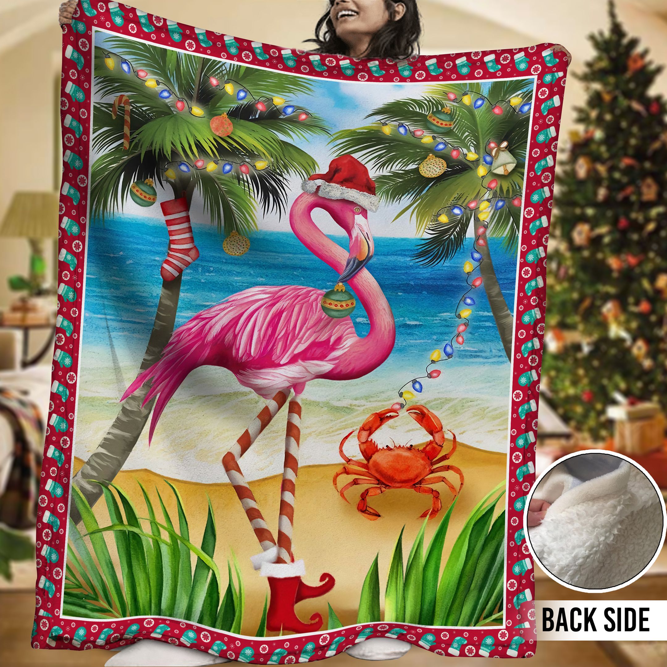 Flamingo Sherpa Fleece Blanket