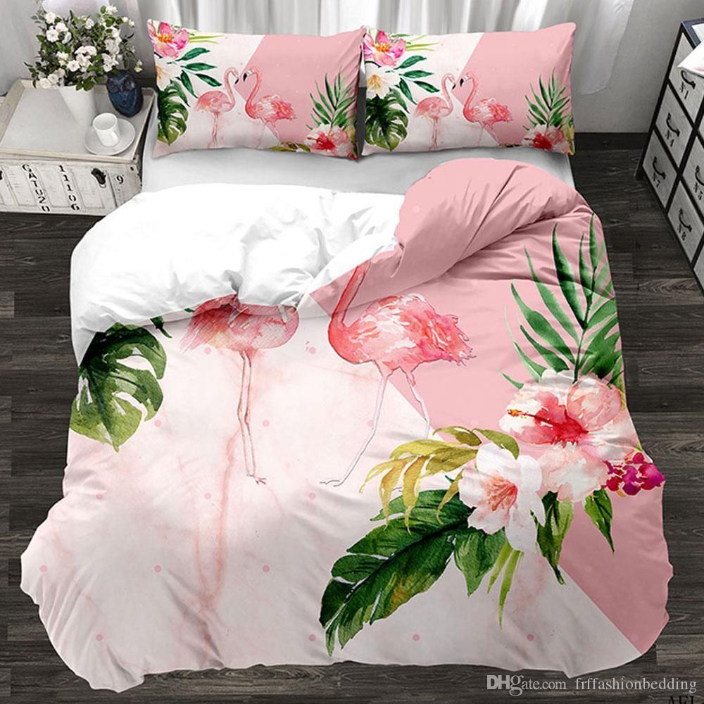 Flamingo Hibiscus Bedding Set