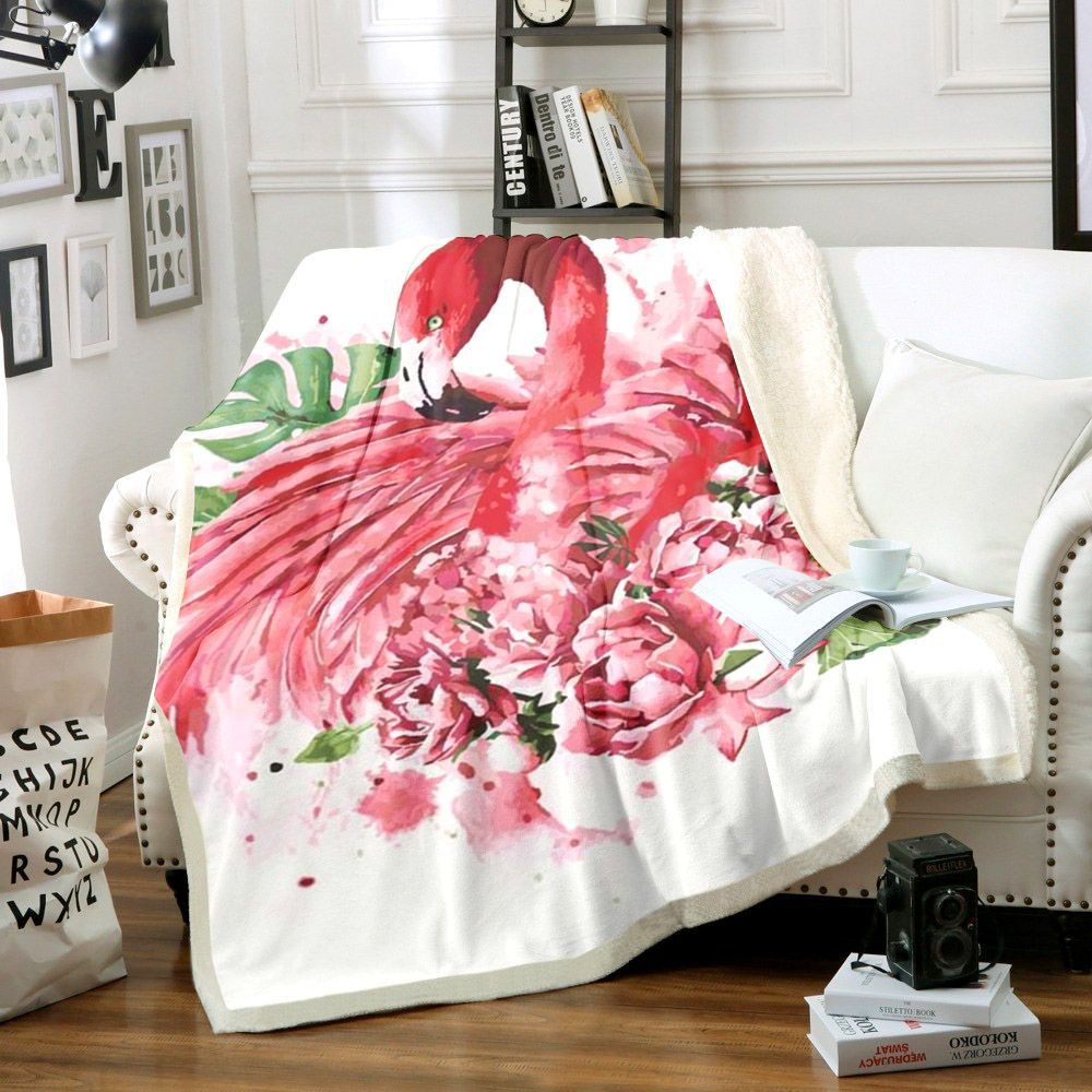 Flamingo Sherpa Fleece Blanket